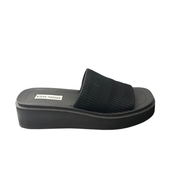 Steve Madden Black Bennet Platform Fabric Slides Sandals Size 9.5 - Picture 8 of 11